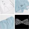image:imageLOLANTA Boys 4PCs Summer Suits Short Suit Set for Wedding Ring Bearer Outfits Dress Clothes Vest Shirt Shorts Bow TieSolid Blue