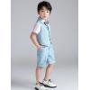 image:imageLOLANTA Boys 4PCs Summer Suits Short Suit Set for Wedding Ring Bearer Outfits Dress Clothes Vest Shirt Shorts Bow TieSolid Blue