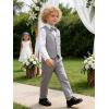 image:imageLOLANTA Boys Linen Suit Dress Clothes Kids Graduation Wedding Outfit 4 Piece Shirt Vest Pants Set with Bow TieGrey