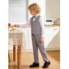 image:imageLOLANTA Boys Linen Suit Dress Clothes Kids Graduation Wedding Outfit 4 Piece Shirt Vest Pants Set with Bow TieGrey