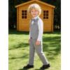 image:imageLOLANTA Boys Linen Suit Dress Clothes Kids Graduation Wedding Outfit 4 Piece Shirt Vest Pants Set with Bow TieGrey