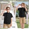 image:imageLOLANTA Boys Uniform Shirt Kids Short Sleeve Button Down Shirts Dress Outfits Summer Top for School WeddingBlack