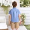 image:imageLOLANTA Boys Uniform Shirt Kids Short Sleeve Button Down Shirts Dress Outfits Summer Top for School WeddingBlue