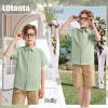 image:imageLOLANTA Boys Uniform Shirt Kids Short Sleeve Button Down Shirts Dress Outfits Summer Top for School WeddingGreen