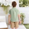 image:imageLOLANTA Boys Uniform Shirt Kids Short Sleeve Button Down Shirts Dress Outfits Summer Top for School WeddingGreen