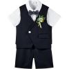 image:imageLOLANTA Short Suit for Boys Summer Wedding Ring Bearer Outfit Graduation 6 Pieces Shirt Vest Shorts SetBlack