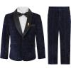 image:imageLOLANTA 4Pcs Boys Suits Shiny Performance Tuxedo Kids Glitter Blazer and Pants with Shirt for Christmas Wedding 512 YearsNavy