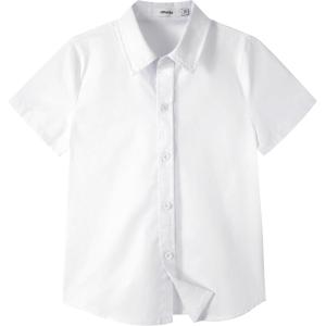image:imageLOLANTA Boys Uniform Shirt Kids Short Sleeve Button Down Shirts Dress Outfits Summer Top for School WeddingWhite