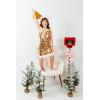 image:imageLOLANTA Girls Sequin Dress Kids Sparkly Gown for Wedding Birthday Party with Spaghetti Strap Detachable Feather HemGold