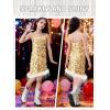image:imageLOLANTA Girls Sequin Dress Kids Sparkly Gown for Wedding Birthday Party with Spaghetti Strap Detachable Feather HemGold