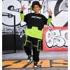 image:imageLOLANTA Hip Hop Dance Outfits for Boys 2 Piece Colorblock Streetwear Y2k Crewneck Long Sleeve Sweatshirt Kids Cargo Pants SetGreen