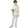 image:imageLOLANTA Boys Linen Suit Slim Fit Kids Lightweight Suit Jacket Pant Set for Family Gatherings Holiday Celebrations SchoolBeige
