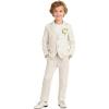 image:imageLOLANTA Boys Linen Suit Slim Fit Kids Lightweight Suit Jacket Pant Set for Family Gatherings Holiday Celebrations SchoolBeige