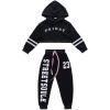 image:imageLOLANTA Track Clothes for Teen Girls 2 Piece Letter Print Hoodie Sweatshirt And Sweatpants School Girl Outfit Black 67