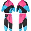 image:imageLOLANTA Boys Girls Color Block Jacket Track Pants Sets Hip Hop Dance Patchwork Clothes Unisex StreetwearPink