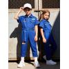 image:imageLOLANTA Boys Girls Jumpsuit Short Sleeve ZipFront Coveralls Kpop Streetwear Hip Hop Dance CostumesDark Blue
