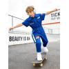 image:imageLOLANTA Boys Girls Jumpsuit Short Sleeve ZipFront Coveralls Kpop Streetwear Hip Hop Dance CostumesDark Blue