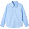 image:imageLOLANTA Girls Long Sleeve Button Down Shirts Kids Stretch Stain Resistant School Uniform Dress Shirt with Patch PocketLightblue