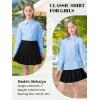 image:imageLOLANTA Girls Long Sleeve Button Down Shirts Kids Stretch Stain Resistant School Uniform Dress Shirt with Patch PocketLightblue