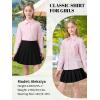 image:imageLOLANTA Girls Long Sleeve Button Down Shirts Kids Stretch Stain Resistant School Uniform Dress Shirt with Patch PocketLightpink