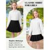 image:imageLOLANTA Girls Long Sleeve Button Down Shirts Kids Stretch Stain Resistant School Uniform Dress Shirt with Patch PocketWhite