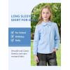 image:imageLOLANTA Girls Long Sleeve Uniform Shirt Kids Stretch Button Down Dress Shirts Stain Resistant Blouse with Peter Pan CollarLightblue