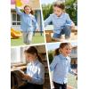 image:imageLOLANTA Girls Long Sleeve Uniform Shirt Kids Stretch Button Down Dress Shirts Stain Resistant Blouse with Peter Pan CollarLightblue