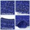 image:imageLOLANTA Girls Sequin Fringe Skirts Sparkle Layered Tassel Elatic Waist Disco Rave Party Dance Skirt with LiningBlue