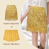image:imageLOLANTA Girls Sequin Fringe Skirts Sparkle Layered Tassel Elatic Waist Disco Rave Party Dance Skirt with LiningGold