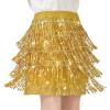 image:imageLOLANTA Girls Sequin Fringe Skirts Sparkle Layered Tassel Elatic Waist Disco Rave Party Dance Skirt with LiningGold
