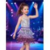 image:imageLOLANTA Girls Sequin Fringe Skirts Sparkle Layered Tassel Elatic Waist Disco Rave Party Dance Skirt with LiningPurple