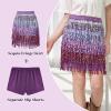 image:imageLOLANTA Girls Sequin Fringe Skirts Sparkle Layered Tassel Elatic Waist Disco Rave Party Dance Skirt with LiningPurple