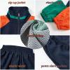 image:imageLOLANTA Unisex Kids 80s Tracksuit Hip Hop Dance Outfit Boys Girls Oversized Color Block Jacket Pants 2 Piece Clothing SetOrange