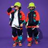 image:imageLOLANTA Unisex Kids 80s Tracksuit Hip Hop Dance Outfit Boys Girls Oversized Color Block Jacket Pants 2 Piece Clothing SetOrange