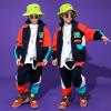 image:imageLOLANTA Unisex Kids 80s Tracksuit Hip Hop Dance Outfit Boys Girls Oversized Color Block Jacket Pants 2 Piece Clothing SetOrange