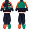 image:imageLOLANTA Unisex Kids 80s Tracksuit Hip Hop Dance Outfit Boys Girls Oversized Color Block Jacket Pants 2 Piece Clothing SetOrange
