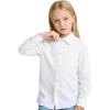 image:imageLOLANTA Girls Long Sleeve Button Down Shirts Kids Stretch Stain Resistant School Uniform Dress Shirt with Patch PocketWhite