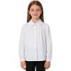image:imageLOLANTA Girls Long Sleeve Uniform Shirt Kids Stretch Button Down Dress Shirts Stain Resistant Blouse with Peter Pan CollarWhiteDoll Collar