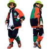 image:imageLOLANTA Unisex Kids 80s Tracksuit Hip Hop Dance Outfit Boys Girls Oversized Color Block Jacket Pants 2 Piece Clothing SetOrange
