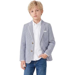 image:imageLOLANTA Boys Seersucker Blazer Jacket Kids Lightweight Striped Blazers for Formal Casual Events Dress Outfits Tuxedo SuitNavy