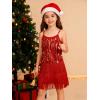 image:imageLOLANTA 2Pcs Girls Sequin Fringe Dress Salsa Cha Cha Tassel Latin Dance Dress amp Shorts Adjustable Spaghetti Strap 513 YrsRed