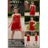 image:imageLOLANTA 2Pcs Girls Sequin Fringe Dress Salsa Cha Cha Tassel Latin Dance Dress amp Shorts Adjustable Spaghetti Strap 513 YrsRed