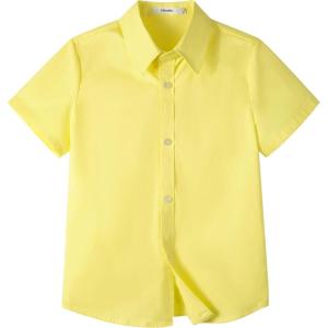 image:imageLOLANTA Boys Uniform Shirt Kids Short Sleeve Button Down Shirts Dress Outfits Summer Top for School WeddingYellow