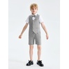 image:imageLOLANTA Boys Linen Suit 4 Piece Summer Gentleman Outfit Kids Dress Vest Shirt Shorts Set for Beach Wedding GraduationGrey