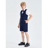 image:imageLOLANTA Boys Linen Suit 4 Piece Summer Gentleman Outfit Kids Dress Vest Shirt Shorts Set for Beach Wedding GraduationNavy