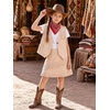 image:imageLOLANTA Cowgirl Outfits for Girls Boho Western Fringe Vest Skirt 2Pcs Set Kids Suede Tassel Country Concert Rodeo ClothesBeige