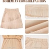 image:imageLOLANTA Cowgirl Outfits for Girls Boho Western Fringe Vest Skirt 2Pcs Set Kids Suede Tassel Country Concert Rodeo ClothesBeige