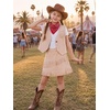 image:imageLOLANTA Cowgirl Outfits for Girls Boho Western Fringe Vest Skirt 2Pcs Set Kids Suede Tassel Country Concert Rodeo ClothesBeige