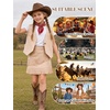 image:imageLOLANTA Cowgirl Outfits for Girls Boho Western Fringe Vest Skirt 2Pcs Set Kids Suede Tassel Country Concert Rodeo ClothesBeige