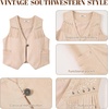 image:imageLOLANTA Cowgirl Outfits for Girls Boho Western Fringe Vest Skirt 2Pcs Set Kids Suede Tassel Country Concert Rodeo ClothesBeige